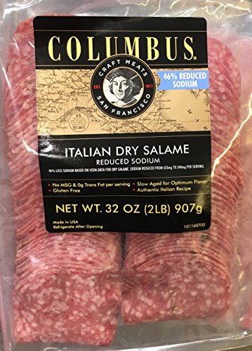 32Oz Columbus Italian Dry Salami, Reduced Sodium, Sliced, Pack Of 1 #TOP4