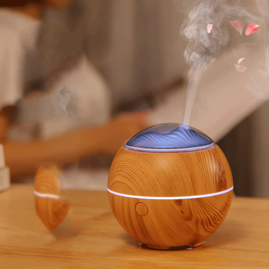 Habiba Luftbefeuchter Mini-Diffusor für ätherische Öle，100 ml Ultraschall-Raumduft-Aromatherapie-Diffusor，Kühlnebel-Luftbefeuchter mit 7 Farb-LED-Leuchten Still