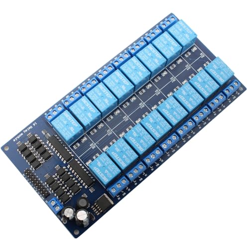 RUNCCI-YUN 1 Pièces 12V 16 Canal Relais Module,avec optocoupleur Module Relais,Carte d'Extension Déclencheur Haut Bas pour Raspberry Pi Arduino