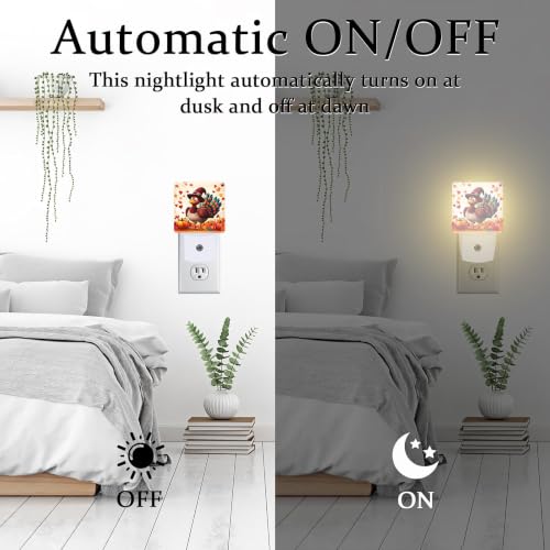 Image of Night Light, Dusk to Dawn Night Light Plug in, Fall Thanksgiving Turkey | Fall Thanksgiving Night Light for Kids,0.5w Energy Saving,Sleep Friendly,Nightlight for Hallway Stairway Kitchen Bedroom