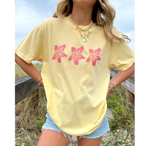 Oversized Y2k Floral Graphic Tees for Women Fruit Print Vintage Aesthetic Tops Baggy Summer Preppy Teen Girl Clothes2