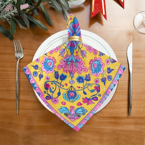 Servilletas de Tela Qilmy Mexicano Flores Set x6 20x20 in miniatura 2