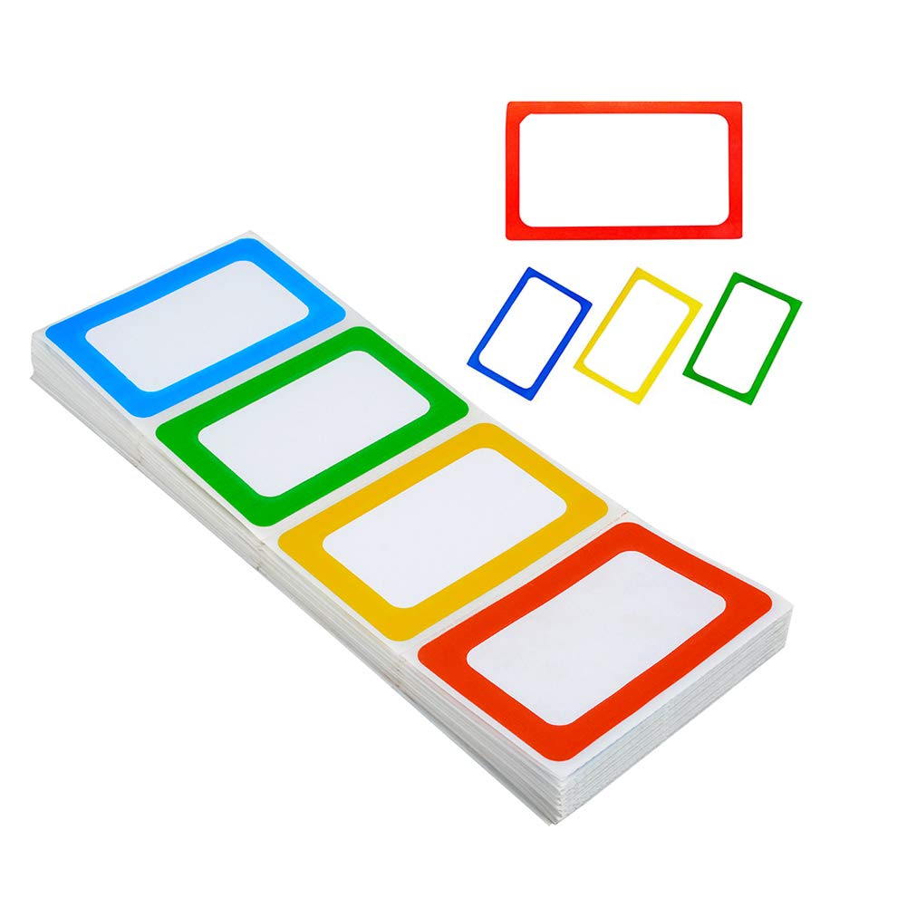 FungLam 4 Colors Plain Name Tag Stickers 200 Labels for Office, School, Teachers, Meeting and Mailing