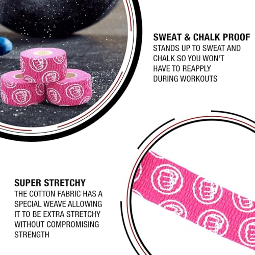 Image of WOD Nation Flexible Hook-Grip Athletic Tape - Easy-Tear, Sweat-Proof Thumb & Finger Strips for Weightlifting