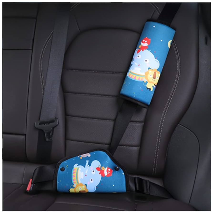 Coussin Ceinture Sécurité Enfant - Ajusteur Épaule, Protection Cou, Motifs Animaux