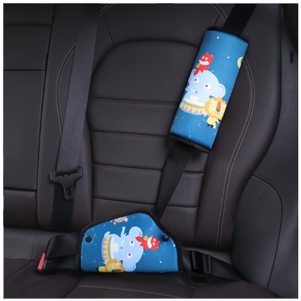 Protector Cinturon Coche Niños，Almohadillas para Cinturón Coche Seguridad con Niños Ajustador del Cinturón de Seguridad para Niños Bebés Adultos (Animal Party)
