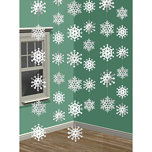 PARTYRama 3 X Christmas Snowflakes String Decoration 7 Feet - Pack of 6