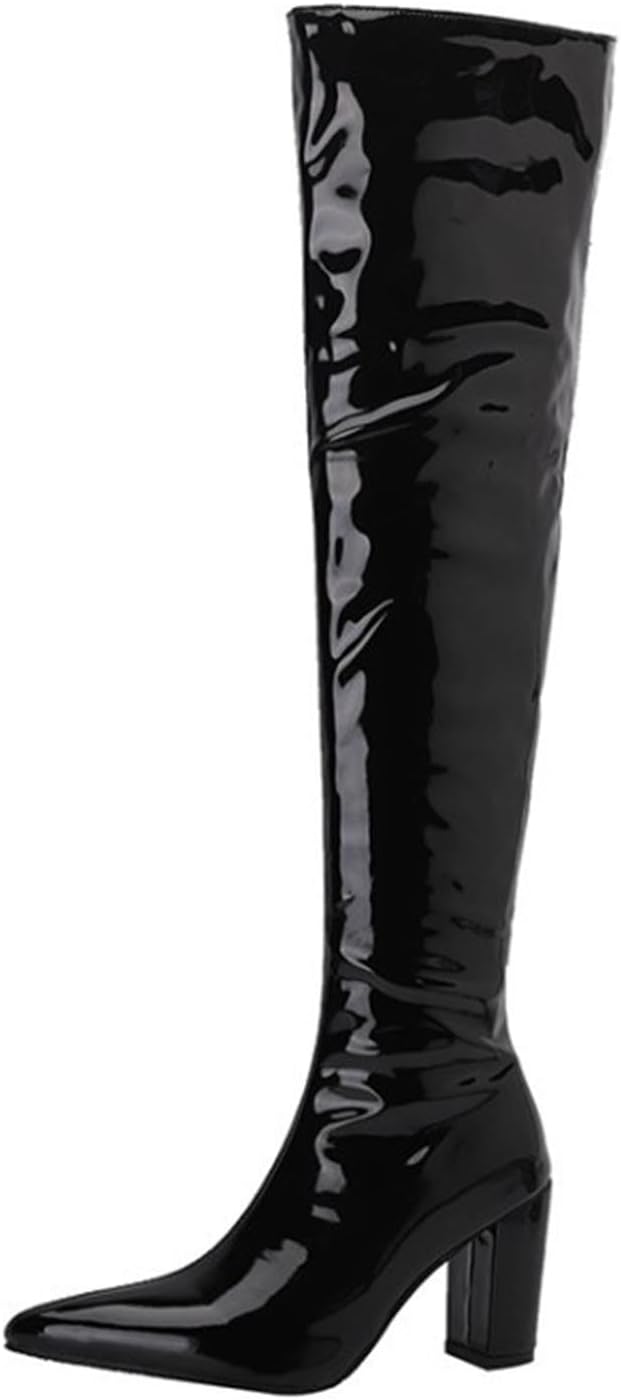 Women's Heeled Thigh High Boots Classic Chunky High Heel Long Boots