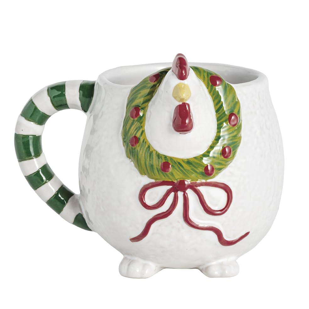 Taza de cerámica con diseño navideño de pollo miniatura 1