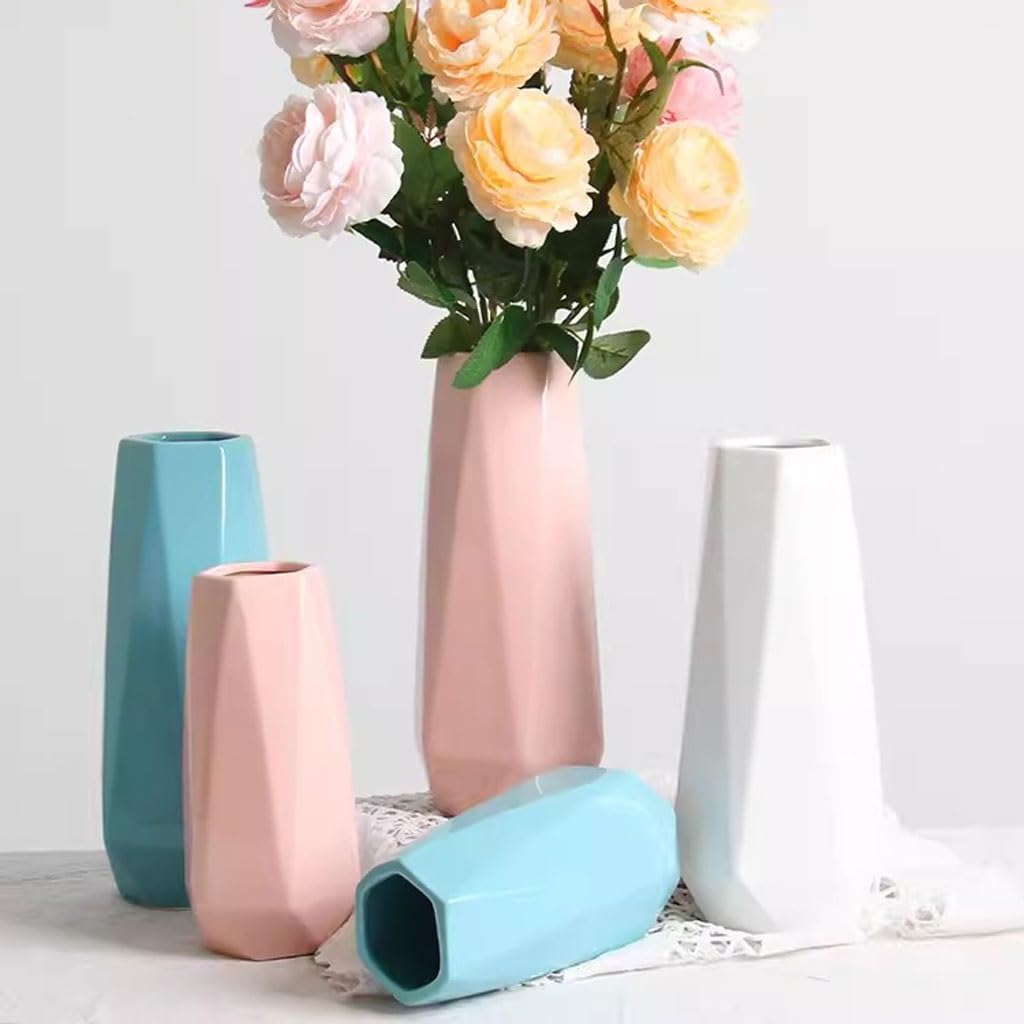 Vaso Vaso in ceramica nordica Vaso for fiori secchi idroponico bianco da soggiorno Decorazione semplice da tavolo Vaso In Ceramica(Blue,M)