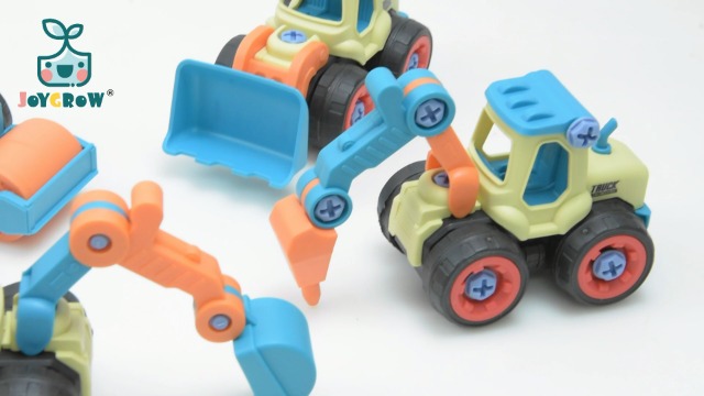 JoyGrow – 4 Véhicules De Construction à Démonter – Tournevis Inclus – Jouet STEM Dès 3 Ans – Coffret Rangement