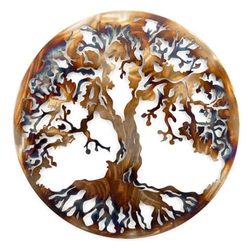 36” Tree of Life Metal Wall Art – Large Round