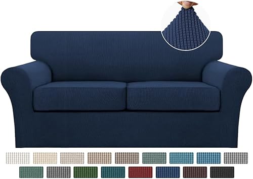 Miniatura 43 de Turquoize Fundas de sofá de 4 piezas para sofá de 3 cojines, funda de sofá suave para perros, fundas de sofá lavables con 3 fundas de cojín Biscotti