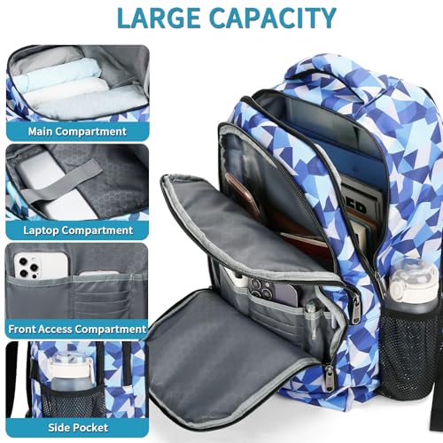 Image of Della Gao Laptop Backpack with Pencil Case, 15.6 inch Travel Backpack for Women, Water Resistant Computer Back Pack for Travel, Business, Work (S-Blue-Pencil Case)