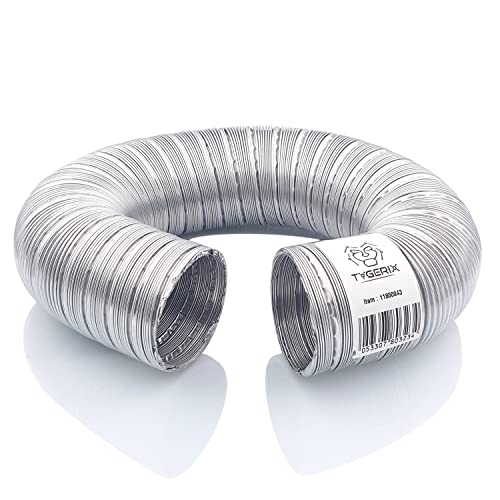 TYGERIX® Tuyau Flexible en Aluminium 60 mm | Extensible 1,2 m | Double Épaisseur | pour Poêles Chaudières Hottes