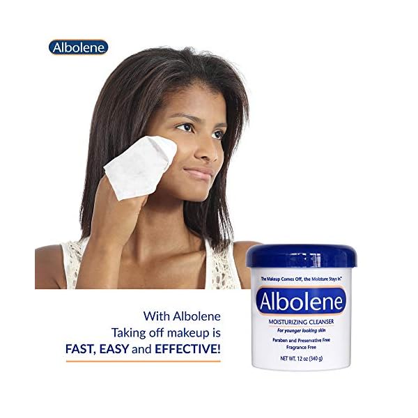 Albolene Face Moisturizer and Makeup Remover, Facial Cleanser and Cleansing Balm, Beta Carotene Fragrance Free Cream, 12 oz