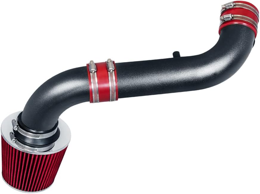 MATTE BLACK PIPE RED SHORT RAM INTAKE Compatible For 00-02 Dodge Durango/Dakota 3.7L & 4.7L