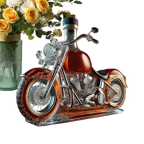 Whiskey Bottle Motorcycle Shaped Novelty Glass Decanter 3D Sculpted Creative Empty Wine Bottles whiskey Decanter For Men Dad Boyfriend Motorcycle Lovers