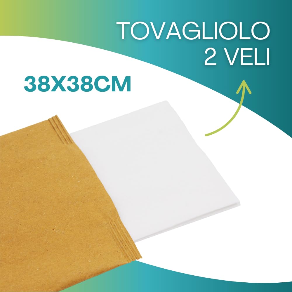VIRSUS 1000 Buste portaposate Colore Avana Carta Paglia Dimensioni 10 x 25 cm con tovagliolo Doppio Velo