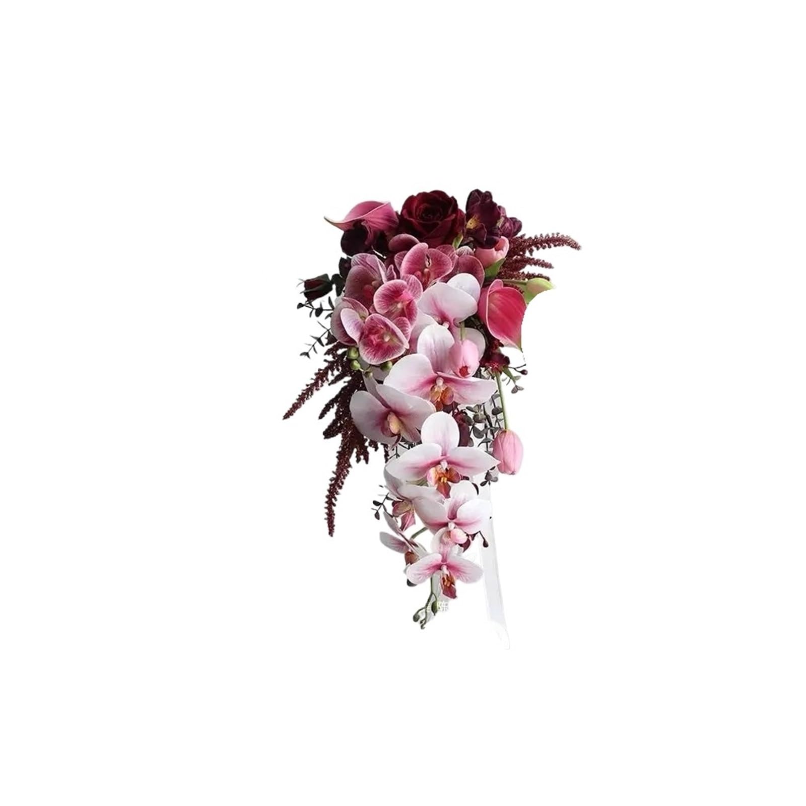 NDLHXKFRP Wedding bouquets for brides and bridesmaids, Wedding Bouquet Waterfall Artificial Flowers White Pearl Bride(Style 8)
