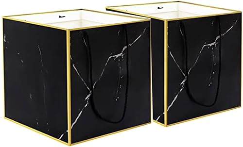 2 bolsas de regalo grandes negras, bolsa de regalo negra de 11.8 pulgadas, bolsas de regalo de mármol negro, bolsa de regalo de cumpleaños negra