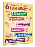ZOCO – 6 Anger Control Strategies Poster – Calm Down and Manage Emotions for Toddlers – Classroom Behavior Management for Preschool, Daycare, and Homeschool – Made in USA