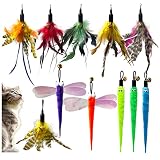 AcceLeah Cat Feather Toys Replacement Cat Toy Wand Refills,Cat Teaser Toy Refills Cat Fishing Pole T