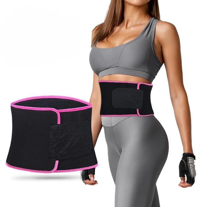 Sweat Slim belt Weight Loss for Women and Men Belly fat Sweat Belt Neoprene Fat Burning Sauna Waist Trainer Healthy Sweat, Hot Slimming Belt Lower Back Support and Relief in back pain (Free Size)