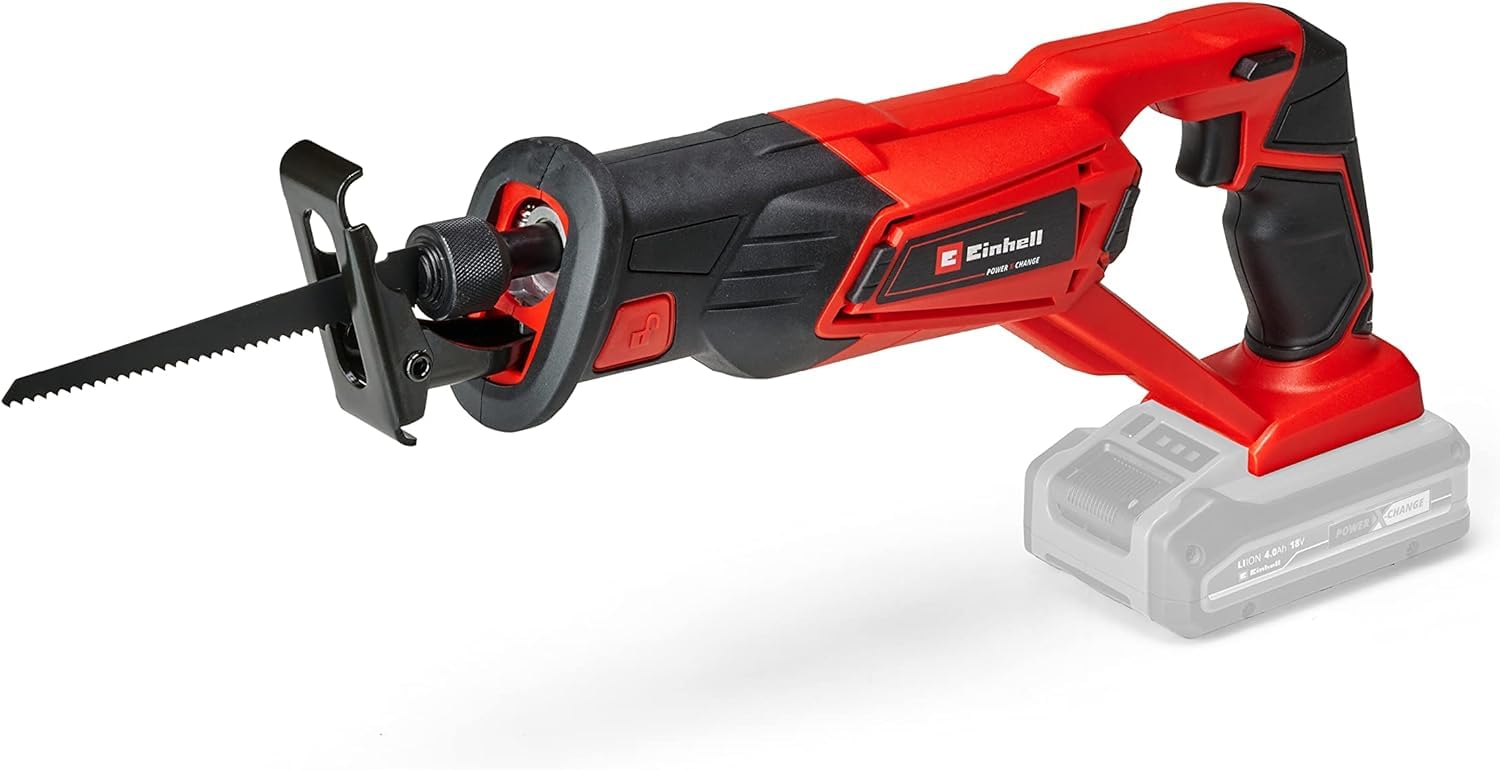 Einhell Akumulatorowa piła szablasta TE-AP 18 Li Solo Power X-Change & Einhell Power X-Change Akumulator z Ładowarką, Czarny/Czerwony, ‎