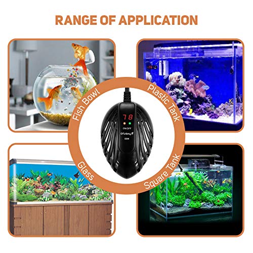 Orlushy 100W Mini Submersible Aquarium Heater with External Temp Controller and Built-in Thermometer for Small Fish Tank - Image 7