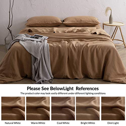ATLINIA 100% Linen Duvet Cover Set, King Size, Washed 1 Linen Duvet Cover and 2 Linen Pillowcases, French Linen Bedding, Soft Breathable Comfort Bedding Set, Khaki Yellow - Thumbnail 5