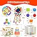 Baby Toys 6-12 Months,5 in 1 Montessori Toys for Babies 6-12 Months,Pull String Infant Teething Toys,Stacking Rings,Color Shape Sensory,Suction Cup Spinner Toys for 6-9-12 to 18 M+ Birthday Gifts
