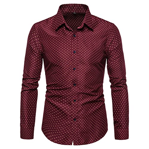Chemise à pois homme manches longues coupe droite chemisier boutonné chic