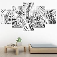 SIGNWIN 5 Panel Canvas Wall Art Modern Art Abstract Contemporary Edgy Mixed Media Multicolor Patterns for Home Decorations Ready to Hang - 60
