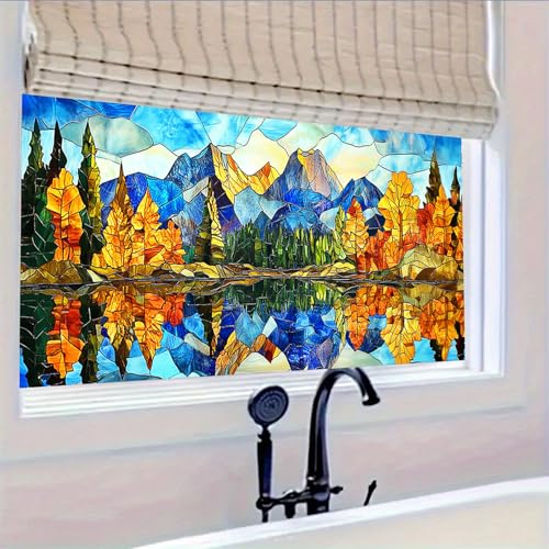 Vinilo decorativo para ventana con diseño montañas vidriadas 39.3x17.7 in miniatura 5