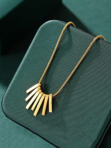 Image of Yellow Chimes Chain Pendant for Women Western Style Gold-Plated Stainless Steel Square Chain Pendant Necklace For Women and Girls.