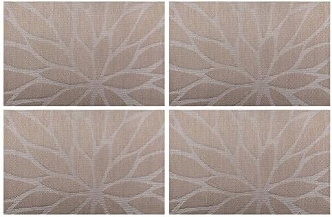 Set of 4 Placemats,Placemats for Table Woven Vinyl Kitchen Placemats,Dining Table Mat Anti-Slip,Heat insulation,Table Mats set of 4 (Coffee)