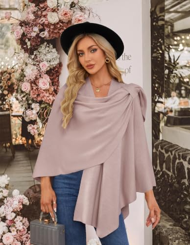 Image of PULI Womens Cross Front Poncho Shawl Wrap Elegant Wedding Formal Gift