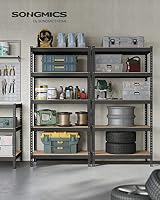 SONGMICS Schnelle Montage, Schwerlastregal 2er Set, Standregal, Lagerregal, Küchenregal, Regal, 5 Ablagen, 45 x 90 x 180 cm, bis 875 kg belastbar, für Keller, Küche, Arbeitszimmer, schwarz GLR452B01 – Ansicht 2