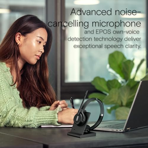 Image of EPOS Impact 5000 Go MS Stereo Wireless Headset - Premium DECT Technology, Teams Certified, Noise-Cancelling Mic, Long-Range Freedom & Foldable Charging Stand