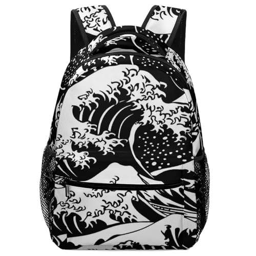 Cartables enfants garçons et filles avec motif vague artistique grand volume
