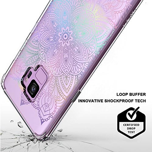 Galaxy S9 Case, Galaxy S9 Clear Case, MOSNOVO Gradient Rainbow Henna Mandala Printed Clear Design Transparent Plastic Case with TPU Bumper Protective Case Cover for Samsung Galaxy S9 (2018)