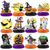 12Pcs Halloween Party Decorations Halloween Honeycomb Centerpieces for Table Double Side Spooky Witches Pumpkins Ghosts Table Centerpieces for Halloween Party Home Indoor Office Supplies Decorations