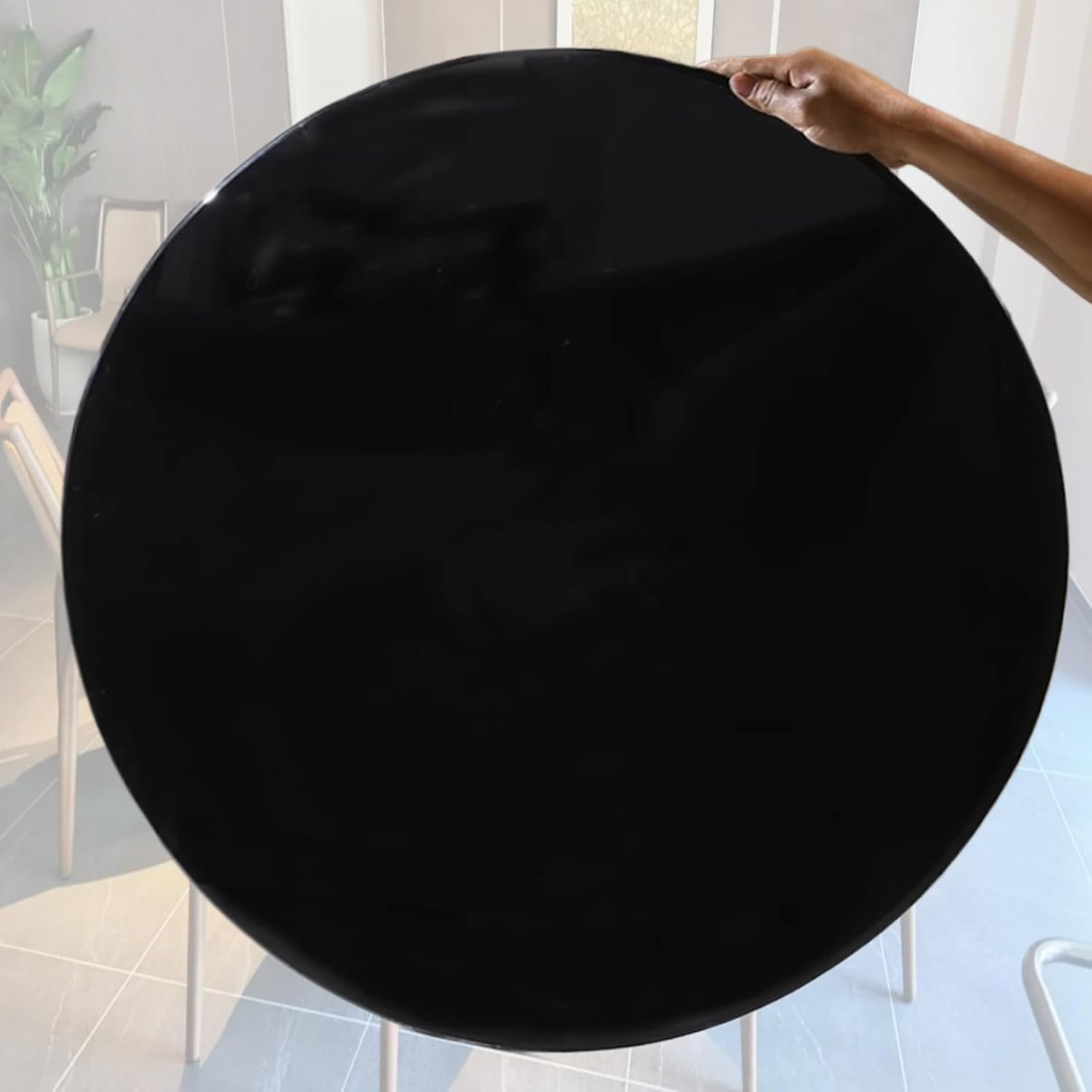 Round Glass Table Top,Round Tempered Glass Top,Beveled Polished,Glass Table Top Anti Slip Pads,1/2" Thick,Polishing Edges,Premium Round Circular Plate Glass,Polishing Edges(88CM(34.6IN))