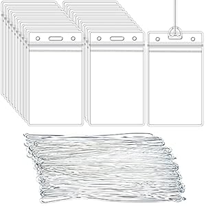 100 Pack Clear Luggage Tags Bag Tags Holder Identification ID Card Badge Holder with Luggage Tag Loop Straps for Business Travel and Office Supplies