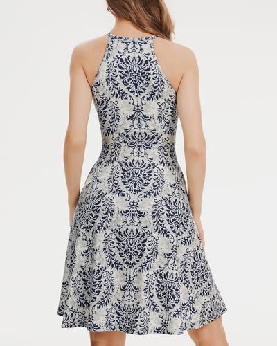 Image of ANYFITTING Built in Bra Halter Dresses for Women 2026 Summer Pockets Dress Flowy Midi Sundresses Beach Vacation