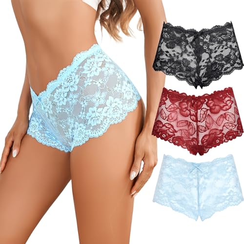 Image of Avidlove Women's Underwear Lace Boyshort Panties High Waist Cheeky Panty