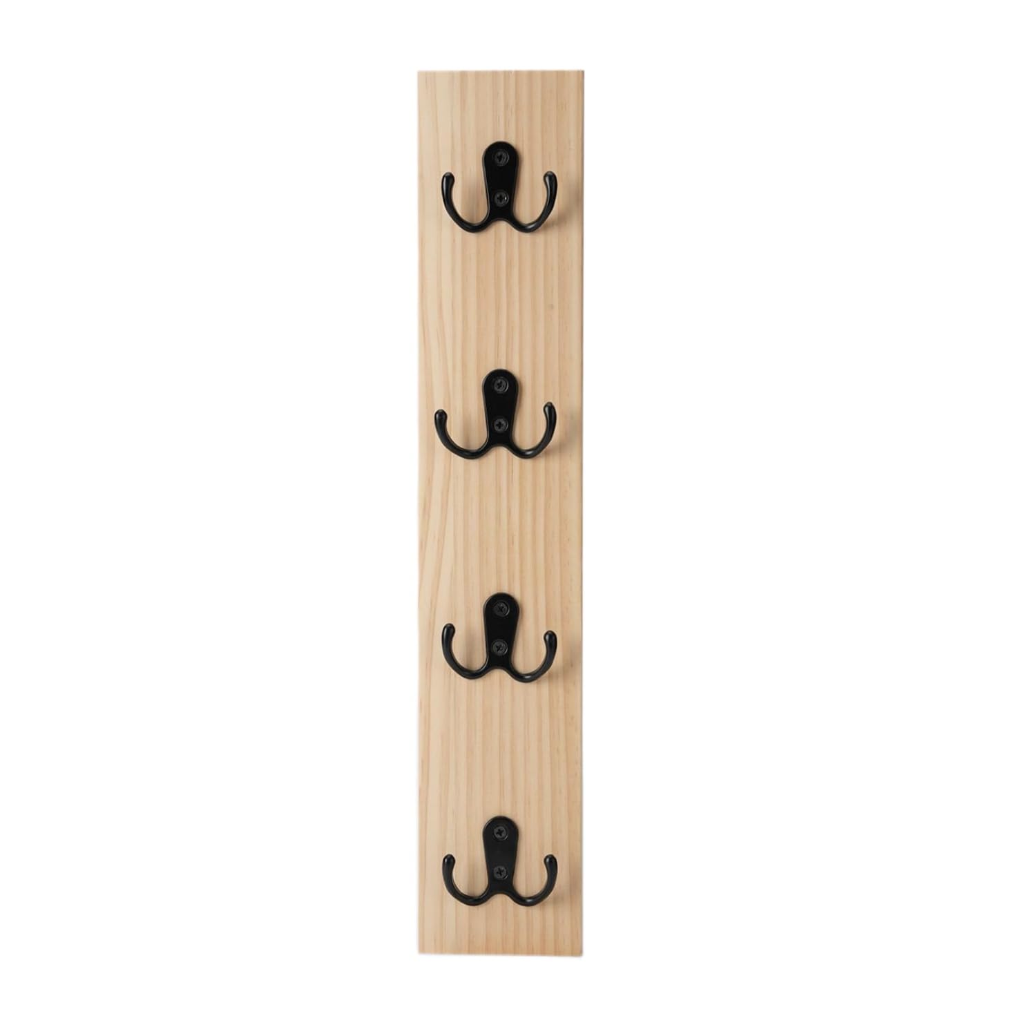 Tall Wall Mounted Key Hooks Vertical Key Holder Rustic Hanger Keys Rack Decorative Wall Hooks Space Saving Entryway Organizer for Keys, Lanyards, Wallets, Pet Leashes - Natural Color