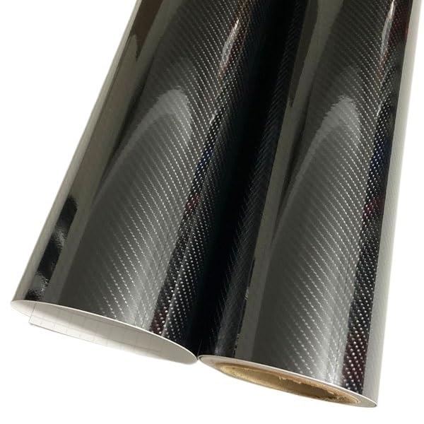 Pellicola Wrapping Auto Pellicola in vinile in fibra di carbonio nero lucido 6D, impermeabile, fai da te, adesivo decorativo for auto, decalcomania(6D,50cm x 200cm)