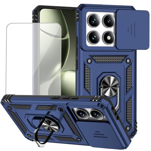 Coque Xiaomi 14T anneau magnétique béquille support bleu antichoc